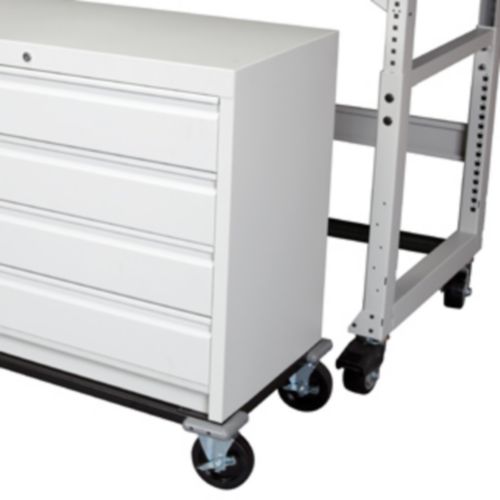 Under worksurface storage cabinet integrates with Eaton technical workstations